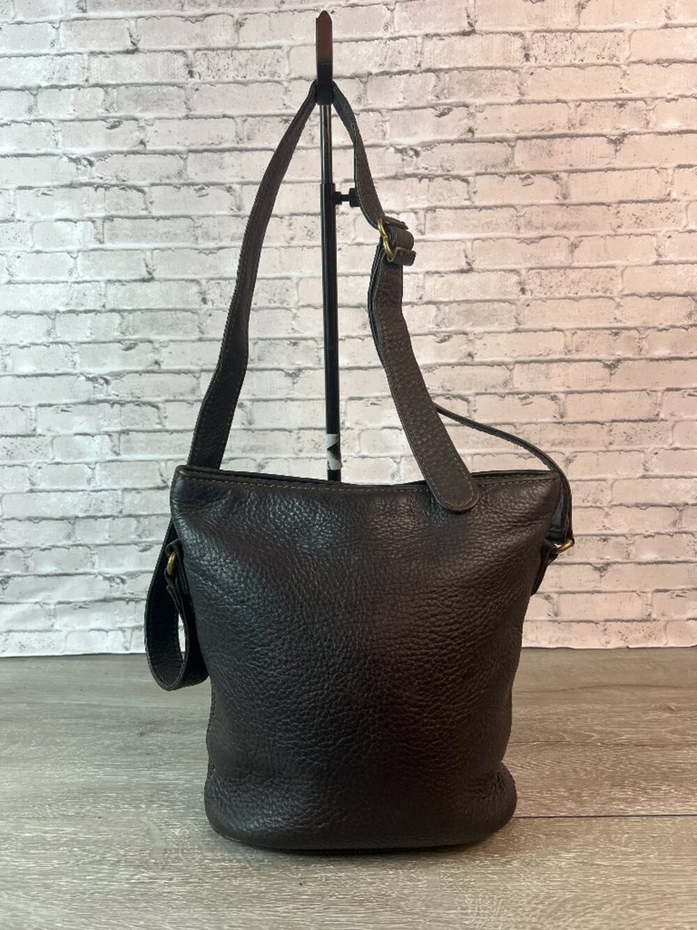 Coach Sonoma Dark Brown Pebbled Leather Bucket Shoulder Bag